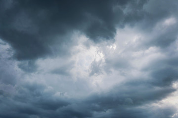 Fototapeta premium Dark storm clouds before rain. Background of dark clouds before a thunder-storm and rain.