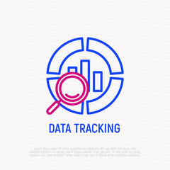 Obraz premium Data tracking thin line icon. Modern vector illustration.
