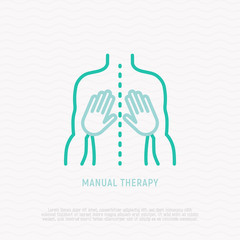 Manual therapy thin line icon. Modern vector illustration of physiotherapy.