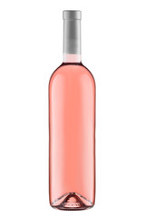 Front view  rose wine blank bottle isolated on white background - 203943241