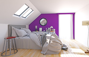 modern attic bedroom