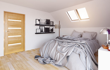 modern attic bedroom