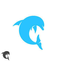 Dolphin logo round shape jumping marine animal above waves. Spa, sport, resort, tourism, travel, diving club identity emblem. Letter C form symbol.