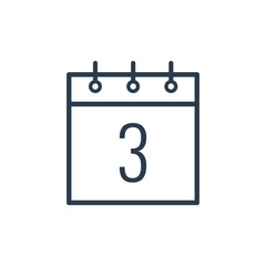 Linear icon of the third day of the calendar.