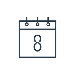 Linear icon of the eighth day of the calendar.