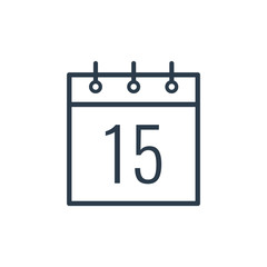 Linear icon of the fifteenth day of the calendar.