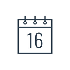 Linear icon of the sixteenth day of the calendar.
