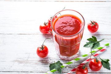 Tomato juice on white