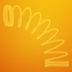 Wireframe low poly mesh tension helix spring. Vector illustration