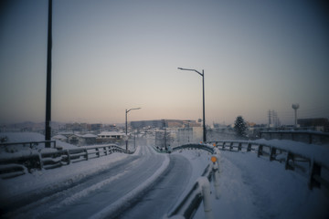 東京都日野市の朝焼けと雪景色　その４
