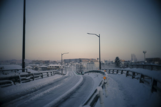 東京都日野市の朝焼けと雪景色　その４