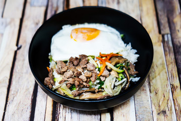 Handmade Korean bibimbap ready to eat