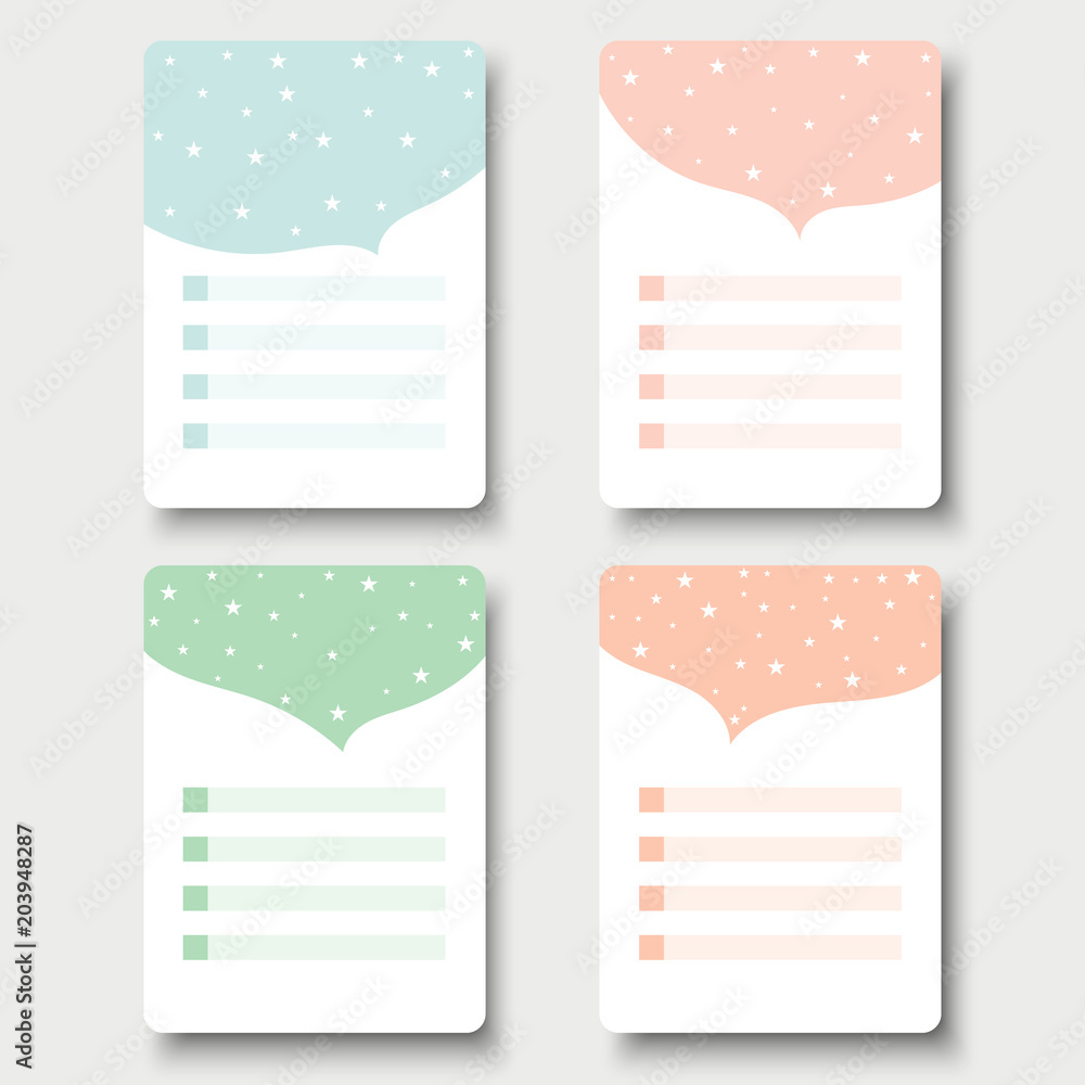 Poster design elements for notebook, diary, stickers and other template.vector,illustration.