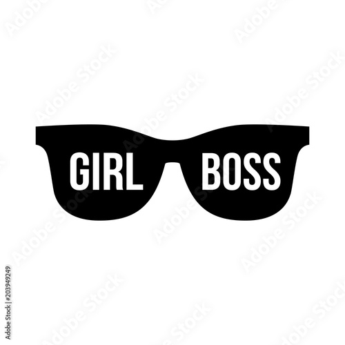 "Sunglasses with words girl boss on a white background. Fashion Modern Stylish Black woman