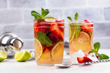 Refreshing summer sangria with strawberry and lime