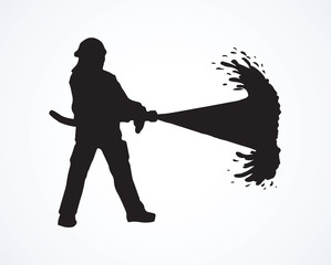 Fototapeta premium Firefighter. Vector drawing