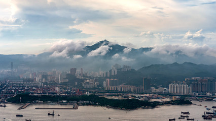 Fototapeta na wymiar After the rain of Hong Kong and the harbor.