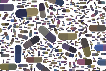 Capsules, medicine or pills illustrations background abstract, hand drawn. Vector, virus, healthcare & sick.