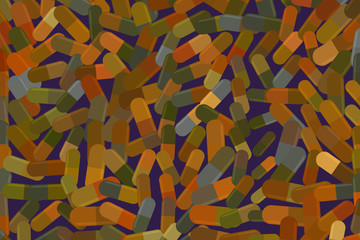 Fototapeta premium Illustrations of capsules, medicine or pills. Messy, antioxidant, digital & color.