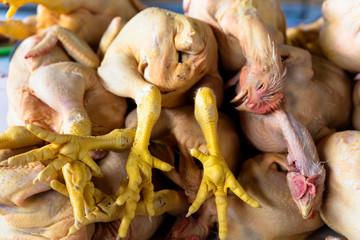 chicken exposed in market
