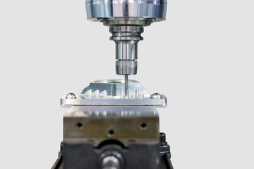 High precision CNC machining center working, operator machining automotive sample part process