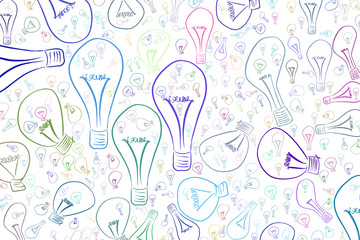 Abstract illustrations of light bulbs, conceptual pattern. Energy, style, messy & details.