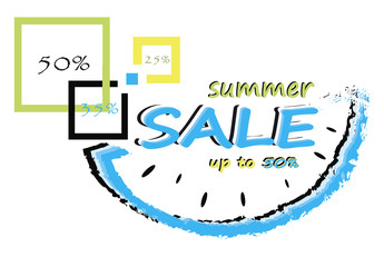 Summer sale offer  banner isolated on white background. Summer offer. Summer sale. Up to 50%. Design for banner, flyer, invitation, poster, web site or greeting card - vector illustration