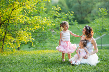 woman and children in nature