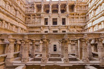 Sculptures of god and goddesses at Rani ki vav in Patan, Gujarat