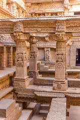 Sculptures of god and goddesses at Rani ki vav in Patan, Gujarat