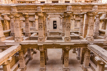 Sculptures of god and goddesses at Rani ki vav in Patan, Gujarat