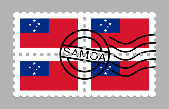 Samoa flag on postage stamps