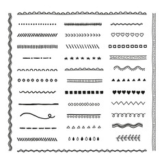 Hand drawn collection of brushes.