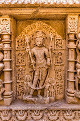 Sculpture of Hindu God at Rani ki vav in Patan, Gujarat