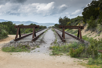buffer at the end of the railraod from olbia to golfo aranchi