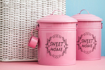 Vintage Pink Storage Containers
