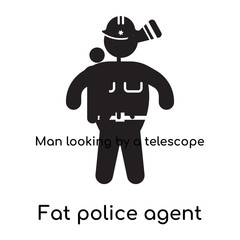 Fat police agent icon isolated on white background