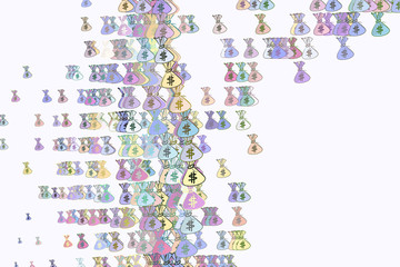 Abstract money packs or bags illustrations background. Surface, effect, cartoon & sketch.