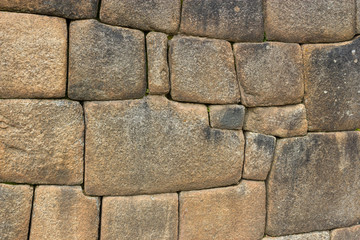 Close-up Detail of Inca Ashlar Wall Precise Stone Block Jointing, Machu Picchu, Peru