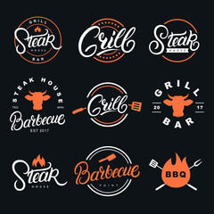 Set of hand written lettering badges, labels and logos