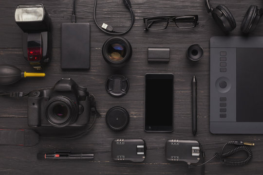 Designer workplace with graphic tablet and laptop