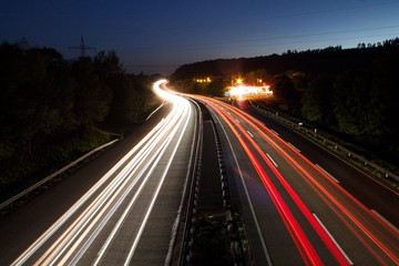 Fototapeta na wymiar Lighttrail Autobahn