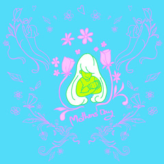 cartoon mother day,logo,icon and multi color