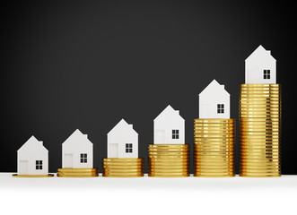 rising house prices 3D illustration