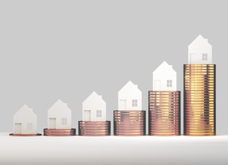 rising house prices 3D illustration