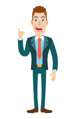 Businessman pointing up