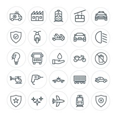 Modern Simple Set of transports, industry, nature, security Vector outline Icons. Contains such Icons as  transport,  industry, aircraft and more on white background. Fully Editable. Pixel Perfect