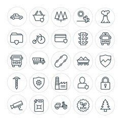 Modern Simple Set of transports, industry, nature, security Vector outline Icons. Contains such Icons as  landscape,  bike,  internet,  wood and more on white background. Fully Editable. Pixel Perfect