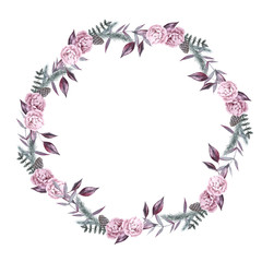 Frame with Siberian plants and flowers. isolated on white background. 