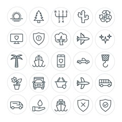 Modern Simple Set of transports, industry, nature, security Vector outline Icons. Contains such Icons as  check,  minibus,  car,  speed and more on white background. Fully Editable. Pixel Perfect